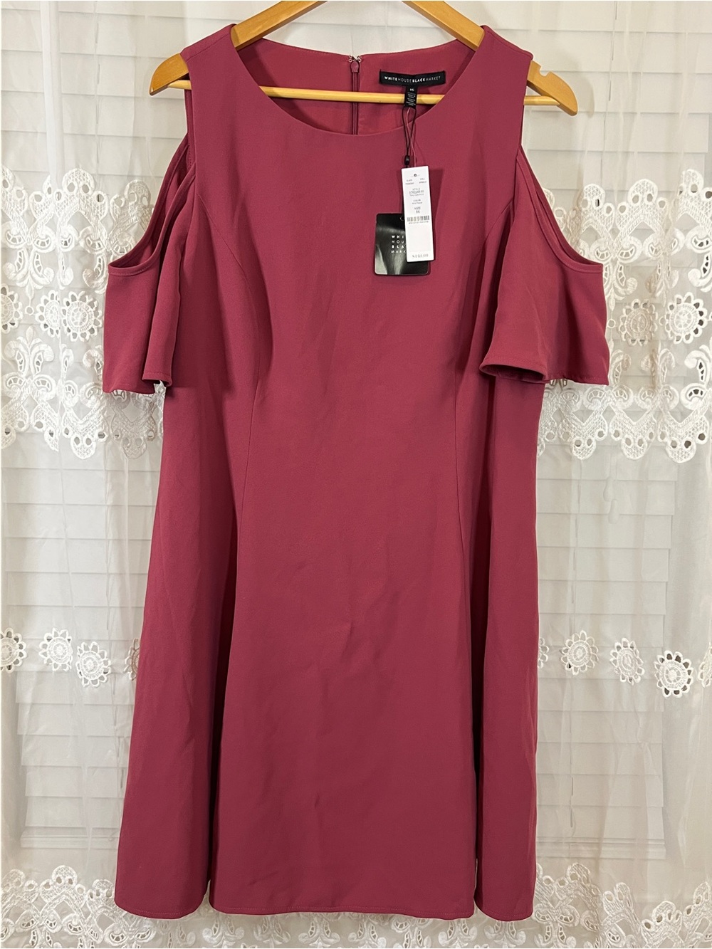 WHBM women’s size 16 mauve fall cold shoulder knee length cocktail flowy Dress